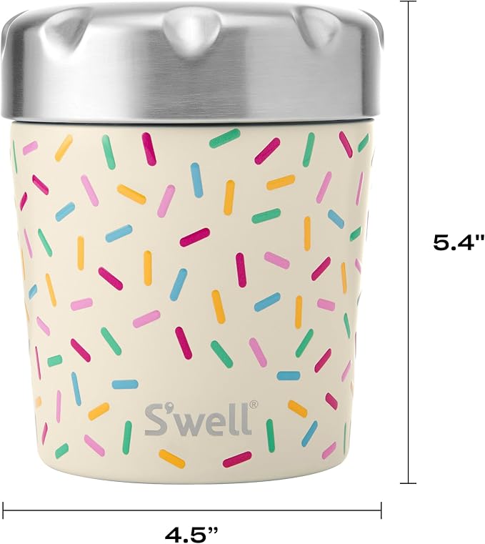 S'well Stainless Steel Ice Cream Chiller, 16oz, Sweet Sprinkle, Triple Layered Vacuum Insulated Container Keeps Ice Cream Frozen For Up To Four Hours, BPA Free