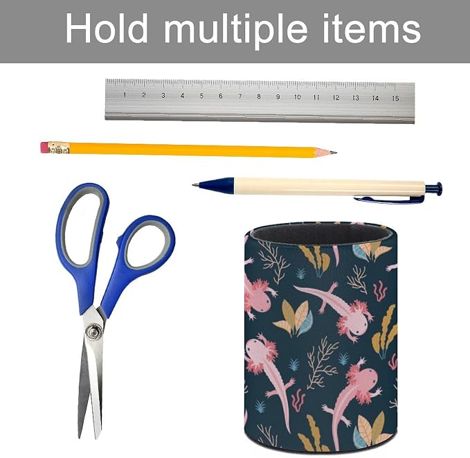 Cute Axolotl Pen Holder Pencil Cup for Desk Organizer | Cute Makeup Brush Holder PU Multifunctional Office Suppliesfor Decor Home Classroom School