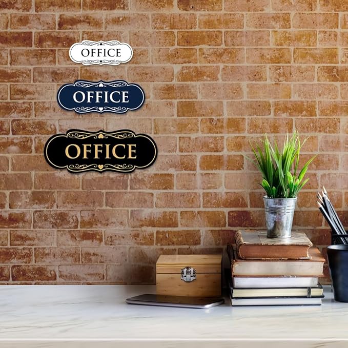 All Quality Designer Office Sign | Easy Installation - Black/Gold - Medium (1 Pack)