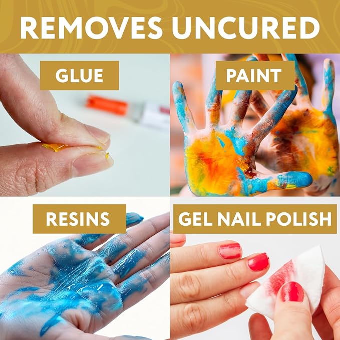 [10oz] Epoxy Resin Cleaner/Remover - Natural Hand Cleaner, Gentle & Moisturizing, For Artists & Resiners, Magically Removes Uncured Resin, Glue, & Paint from Skin, Tools, Molds, Work Surfaces, & More