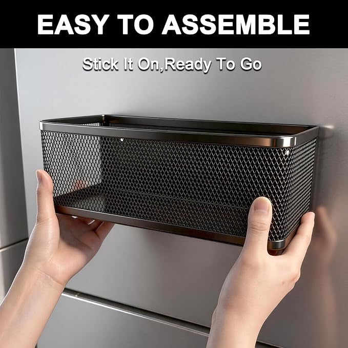 1 Pcs Magnetic Spice Shelf Rack For Fridge,Magnet Fridge Basket | Heavy Duty Magnetic Shelves,Carbon Steel,4.02inch High,Magnetic Basket For Fridge,Laundry room
