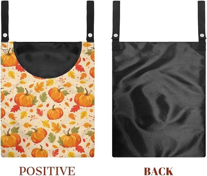 Maple Leaf Clothespin Bags Pumkpin Laundry Hanging Storage Organizer Clothes Pin Hanging Bags with Rope Clothespin Holder with an Space-Saving Opening for Clothesline Outdoor