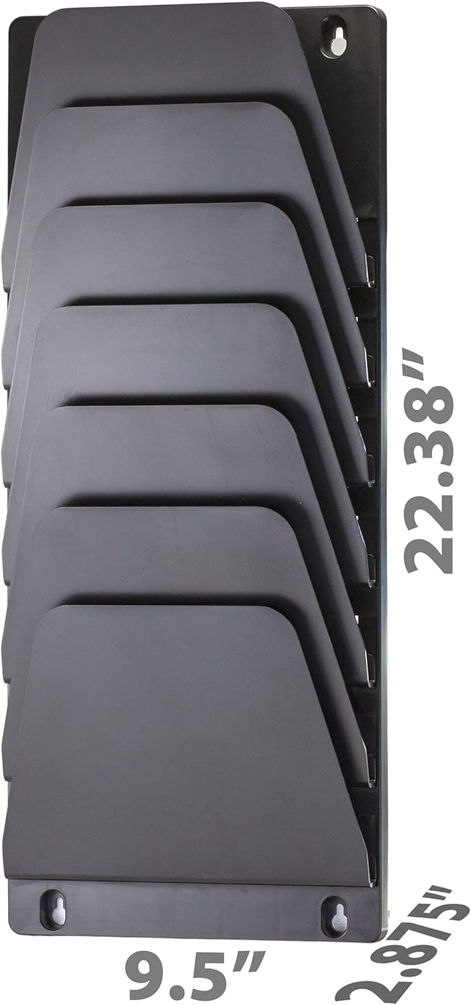 Officemate Wall File Holder, Letter/Legal, 7 Pockets, Black (21505)
