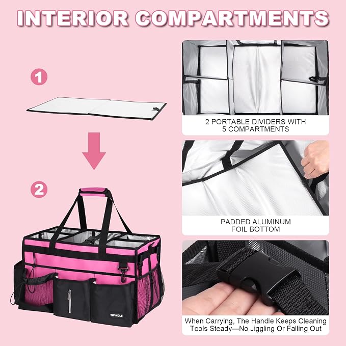 Extra-Large Wearable Cleaning Caddy With Detachable Divider,Cleaning Caddy For Cleaning Supplies Large Cleaning Supply Caddy With Adjustable Shoulder Strap & Waist Belt For Cleaners