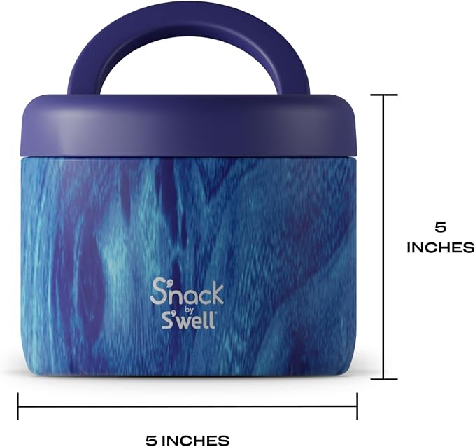 S'nack by S'well Stainless Steel Food Container, 24 Oz, Azure Forest, Double-Layered Insulated Bowls, BPA-Free