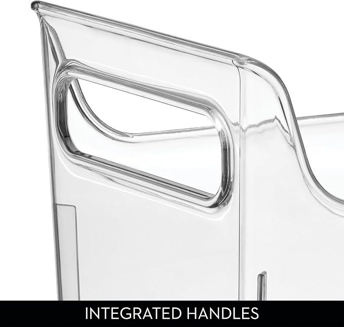 iDesign Plastic Condiment Organizer with Handles, Set of 2, Clear | For Fridge, Made in USA