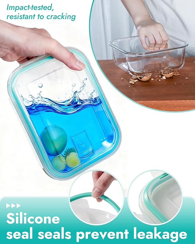 8-Pack Borosilicate Glass Food Storage Containers Set with Airtight Lids – Oven, Microwave & Freezer Safe, Leak-Proof, BPA-Free – Baking, Meal Prep & Gift Box