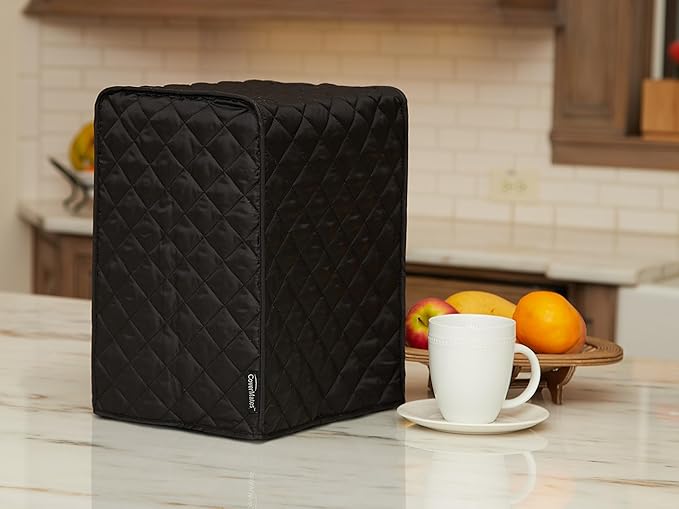 Covermates Keepsakes Coffee Maker Cover – Quilted Appliance Protector for Espresso Makers – Dust & Stain Resistant, Washable Slip‑On Design for Countertop Storage, Black