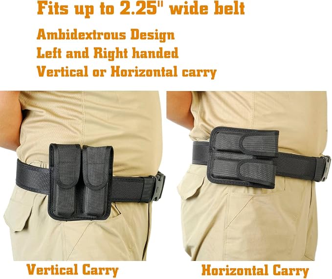 Molded Double Mag Pouch，Tactical Universal Magazine Holder Fits virtually Any 9mm, 40 or .45 Caliber Pistol Mag Single or Double Stack IWB or OWB Mag Pouch