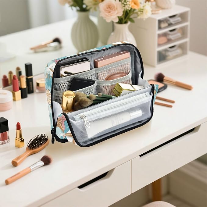 Wusikd Pencil Pouch Storage Pouch Seashells Pencil Case Large Capacity Desk Organizer Stationery Makeup Bag Marker Starfish Big Pen Case for Teen Boys Girls School Students