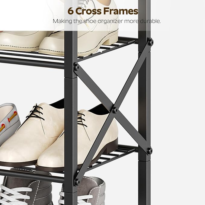 YATINEY 10 Tier Shoe Rack, Large Capacity Shoe Storage Organizer Holds 40 Pairs, Sturdy and Stable, for Entryway, Hallway, Closet, Dorm Room, Rustic Brown SS10BR