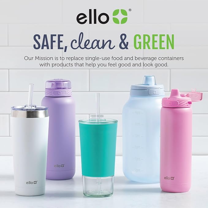 Ello Duraglass 2 Cup Glass Storage Containers with Lids, 2 Pack, Yucca | Glass meal prep set with silicone sleeves, leakproof BPA-free lids, microwave and oven safe, freezer and dishwasher safe