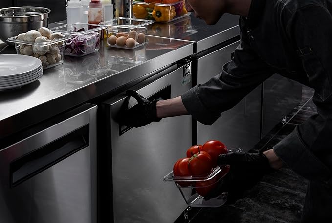 Commercial Undercounter Freezer, ETL 3 Doors, Stainless Steel, 115V/60HZ Restaurant 0°F to -8°F, 72" W 19 Cu. Ft.