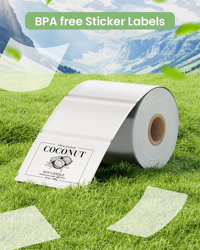 Phomemo Labels - M110/M100/M220/M108/M250/M160 Thermal Paper,230 Labels/Roll, 1.57"x1.18"(40x30mm) Frosted Clear Thermal Label for Barcode/Address/Mailing/Logo/Business/Home Tag