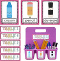 20pcs Teacher Toolbox Labels Classroom Caddy Labels Decoration Self-Adhesive Caddy Toolbox Sticker Crayon Pencil Dry Erase Organizer Pen Holder Tag for Preschool Back to School Table Decor(Colorful)