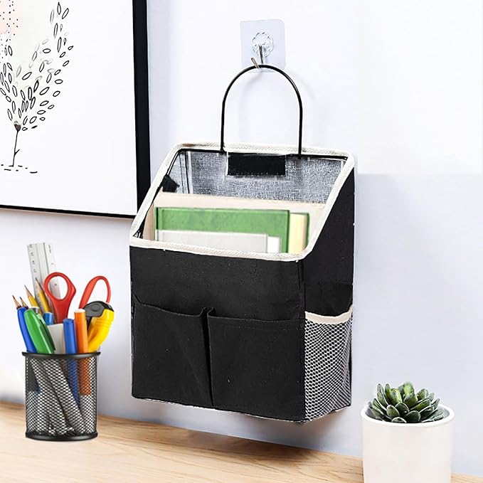2pcs Wall Hanging Storage Bag,Wall Hanging Organizer Bags with Pockets, Wall Organizer Storage for Dormitory Bathroom Bedroom Kitchen(Navy Blue)