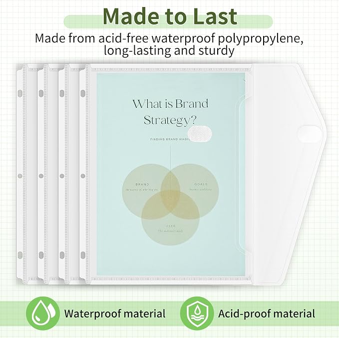 Sooez 6 Pack Binder Folders with Staggered Closures, High Capacity Binder Pockets, Clear Plastic folders, Side Loading, Binder Organizer, Binder Dividers with Pockets, Letter Size