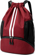 Hoedia Sports Drawstring Backpack - Swim Gym Bag for Women and Men | String Bag with Shoes Compartment and Wet Proof Pocket, Adjustable Wider Shoulder Strap, For Soccer, Basketabll, Volleyball