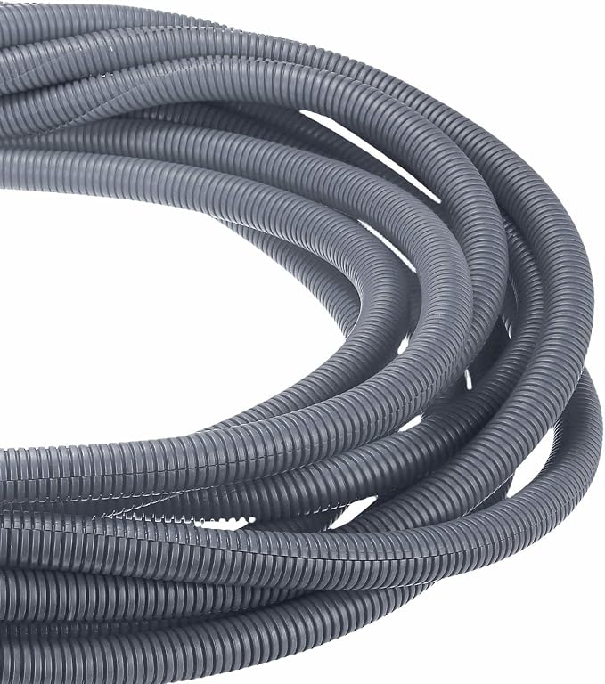 DMiotech 100ft Wire Loom Split Tubing 3/4 Inch(19.1mm) ID, Cord Protectors from Pet Flexible Conduit Cable Management for Office Home Garden, Gray