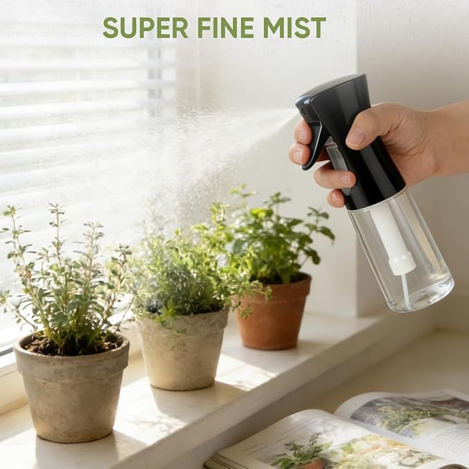 Continuous Spray Bottles, Ultra Fine Mist Sprayer, Spray Bottle For Hairstyling, Cleaning, Plants, Pets, Barbers, Salons (Black)