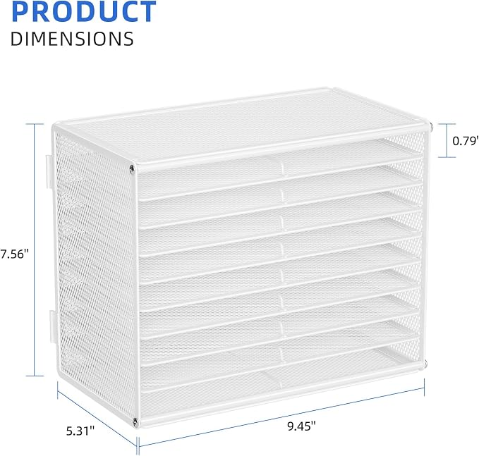 Marbrasse Mesh Marker Organizer, 9-Tier Rack Holds 126 Markers, White | Marker Holder, Space-saving Vertical Design, Desktop Storage for Office Classroom & Home Art Supplies