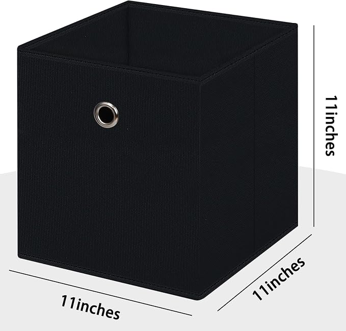 Foldable Storage Cubes Bins ,11 Inch Cloth Storage Cube Fabric Storage Box Cubes Organizer Baskets with Handles for Home Organizer Set of 12 (Black)