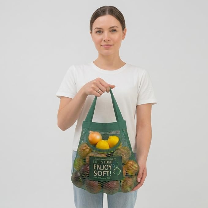 Durable Reusable Hanging Storage Mesh Bags for Fruits, Vegetables, Garlic, Ginger & Potatoes, Kitchen Storage Mesh Bag, Breathable Storage Bags for Pantry, Home Decor & Kitchen Decor (2 blue bags)