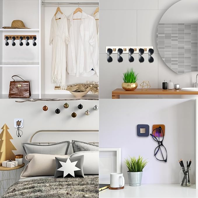 Sunglasses Organizer Wall Mounted Wood Sunglass Holder for Home Glasses Holder/Sunglasses Rack,Home Decor (Gray-1pcs-long)