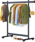 Wiracks Heavy Duty Clothes Rack for Hanging Clothes Clothing Rack 300LBS Portable Clothes Rack 45" L*15" W*66" H Thickened and Widened elliptical Tubes (Black)