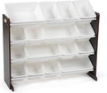 Humble Crew Toy Storage Organizer with 16 Removable Storage Bins for Kids Playroom, 4-Tier Toddler Toy Organization and Storage, Espresso/White