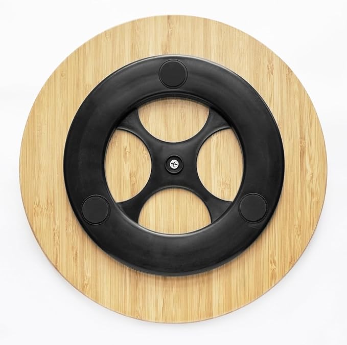 Bamboo Lazy Susan Turntable Organizer 10", Decor Your Kitchen with Elegant Engraved Patterns, Effortless Spinning with Big Roller, Ideal for Cabinet, Pantry, Countertop, and Table Organization