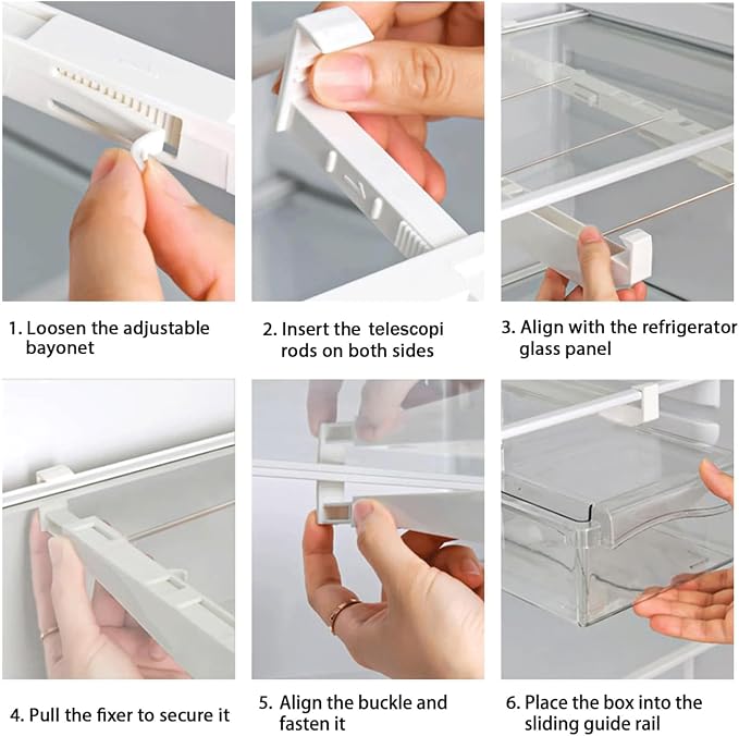 2 Pack Fridge Drawer Organizer - Egg Holder For Refrigerator Pull Out | Transparent Deli Drawer Organization Bin - Meat, Cheese - Sliding Storage Containers for Fridge Shelf Under 1.1"