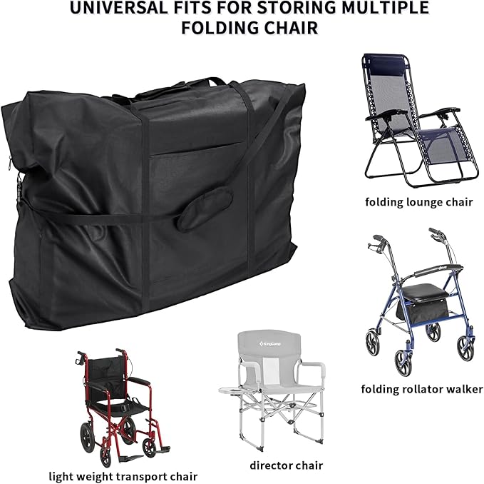 Rollator Travel Bag with 2 Medical Equipment Luggage Tag - Waterproof Wheelchair Bag for Folding Walker Wheelchair Transport Chair Portable Large Duffel Bag Carry Case (37" Lx14 Wx29 H)