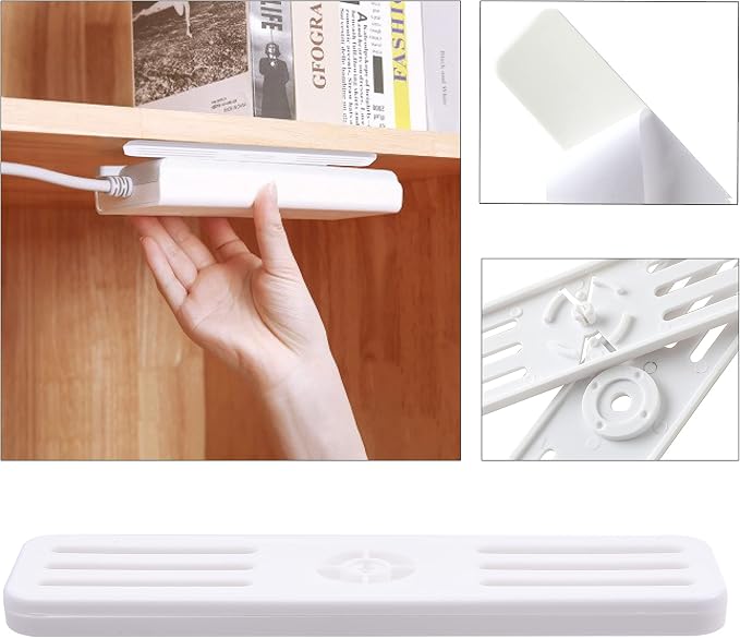Self Adhesive Power Strip Holder 4 Pack - 360 Degree Rotation Wall Mount Fixator - Home, Kitchen, Office - Also for Remote Control, WiFi Router- Attaches to Wood, Plastic, Metal, Ceramic