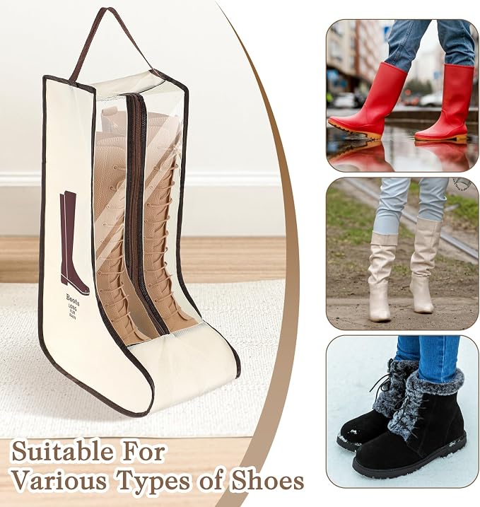 2 Set Boot Storage Bag, Portable Boots Protector Bag | Dust Proof Travel Shoe Bags with Handle Boots Organizer for Packing Travel and Daily Use(Tall)