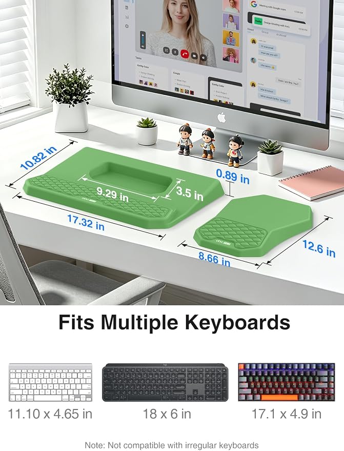 Ergonomic Wrist Rest with Keyboard Stand and Mouse Pad for Easy Typing | Keyboard Holder with Storage Slot, Mousepad for Carpal Tunnel Pain Relief with Massage Bulge and Slow Rebound Memory Foam
