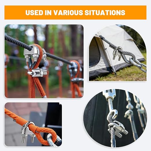 20Pcs 1/8 inch Stainless Steel Wire Rope Cable Clamp,M3 Wire Rope Clips U Bolt Saddle Fastener