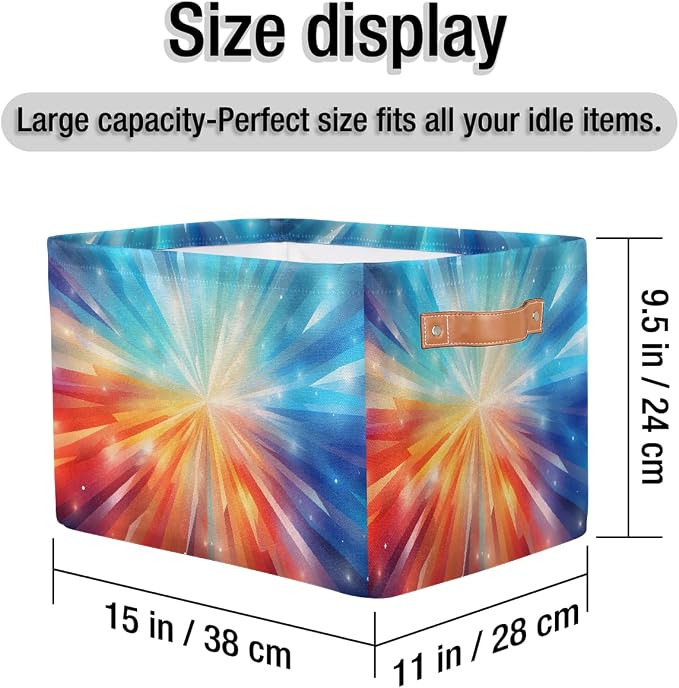 Rectangle Storage Baskets for Shelves, Abstract Colored Light Storage Cube Organizer Bins Collapsible Toy Basket for Nursery Home Room