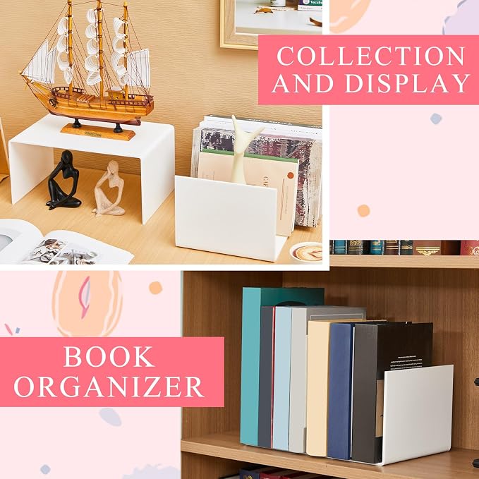RattanView 2 Pcs 12 Inch Large Acrylic Risers Display Stands 5 mm Thick Acrylic Shelf Riser Showcase for Collectibles Jewelry Cupcakes Food Figures Perfume Cabinet (White)
