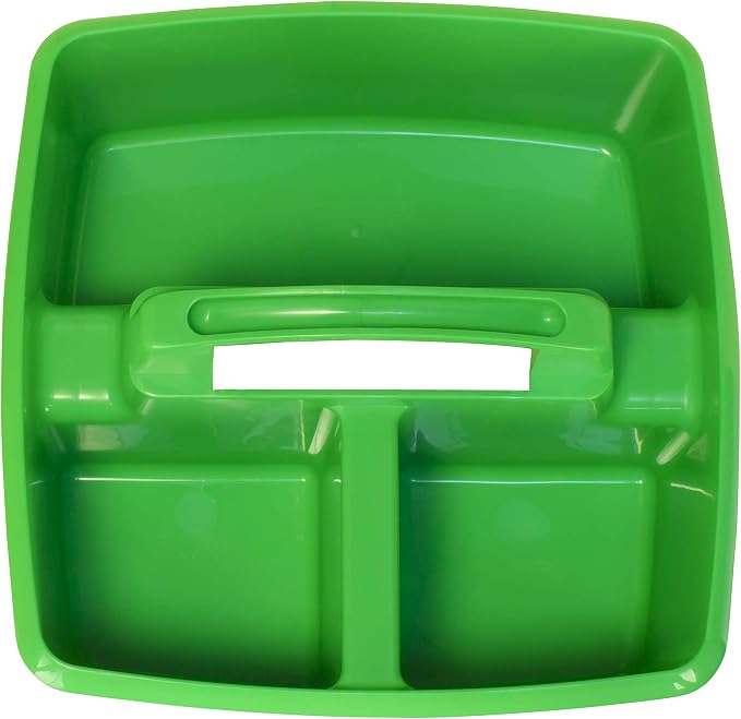 Storex 3-Compartment Small Caddy – Multipurpose Classroom Organizer with Handle, Green, 5-Pack (00951U06C)