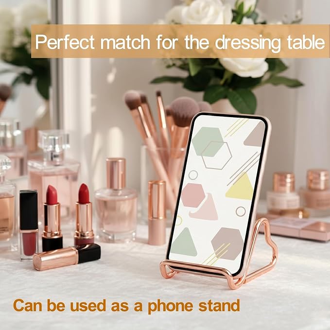 2 Pcs Cute Rose Gold Metal Heart Business Card Holder for Desk | Metal Heart Business Card Display Stand, Pretty Desk Organizer and Cute Desk Accessories for Office Desktop