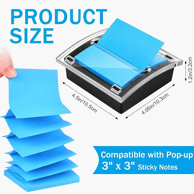 2 Pack Pop Up Sticky Note Dispenser with 24 Pads Pop Up Sticky Notes 3x3 Refills, Sticky Note Holder with 8 Colors Accordion Sticky Notes, Memo Note Pads Back to School Home Office Desk Supplies