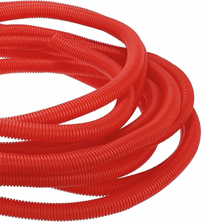 DMiotech 50ft Wire Loom Split Tubing 1 Inch(25.4mm) ID, Cord Protectors from Pet Flexible Conduit Cable Management for Office Home Garden, Red