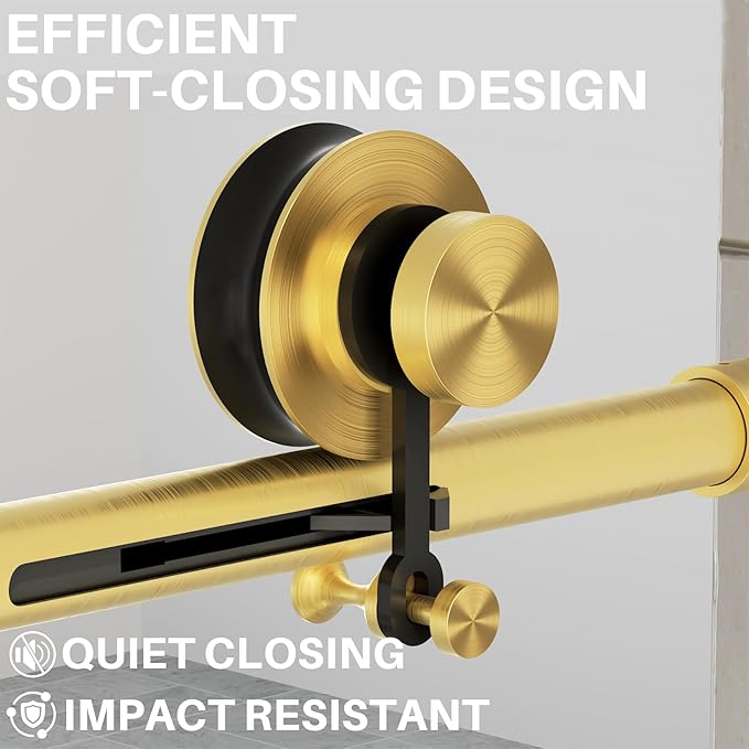 WinZo Frameless Shower Door 50-54 in W x 75 in H, Sliding Shower Door with 5/16"(8mm) Clear Tempered Glass Shower Door, Easy to Clean Bathroom, Silent Soft-Close Design, Brushed Gold