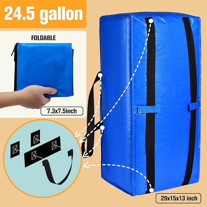 Moving Bags, Large Storage Bags Alternative to Moving Boxes, Moving Supplies for Packing, 10 Packs