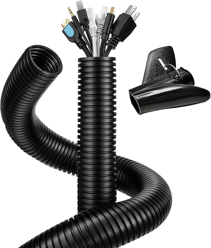 Wire Loom 5/8 inch 10ft, Split Loom, Outdoor Cord Protector | Flexible Wire Conduit Automotive, Wire Protector Tubing, Black