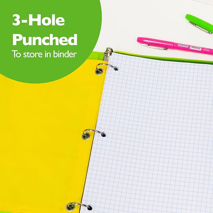 BAZIC Products Filler Paper Loose Leaf Papers 100 Sheet, 4-1" Quad Ruled, 3 Hole Punched for Ring Binders, Graph Drafting for Office School Student, 2-Pack