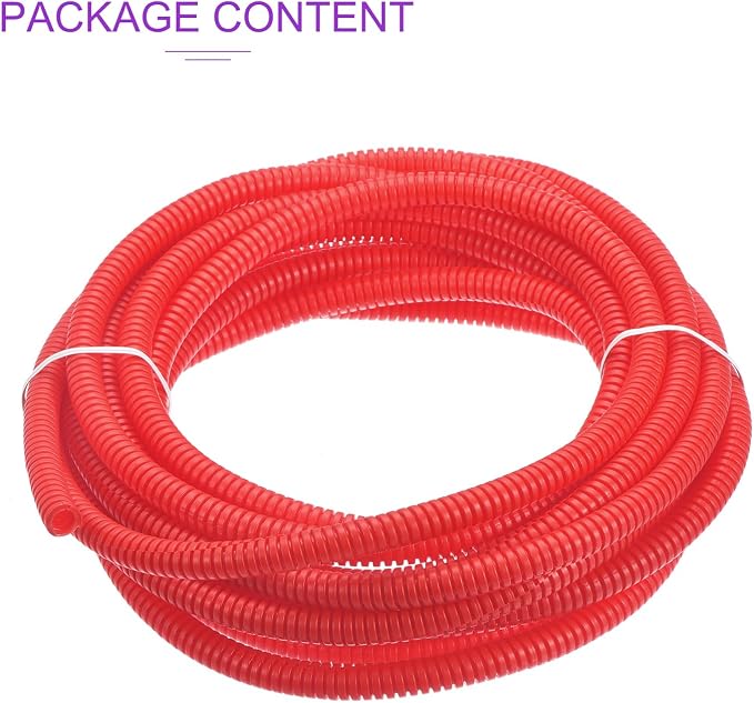DMiotech 20ft Wire Loom Split Tubing 1/4 Inch(6.5 Mm) ID, Cord Protectors from Pet Flexible Conduit Cable Management for Office, Home, Garden, Red