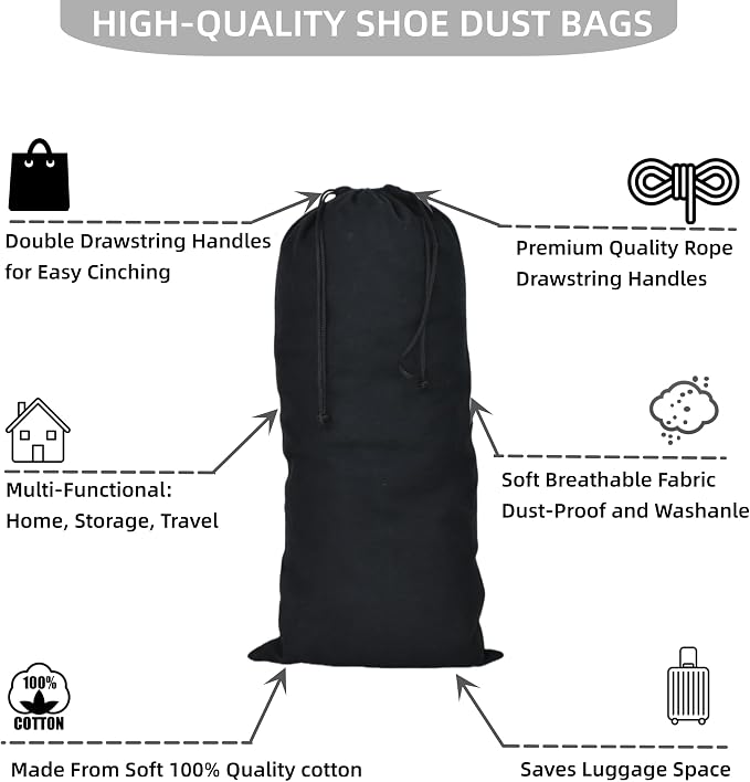 GONGKANGYUAN 4 Pack Shoe Bags for Travel Flannel Single Shoe Pouch with Drawstring for Men Women Travel Protecting Storing Shoes