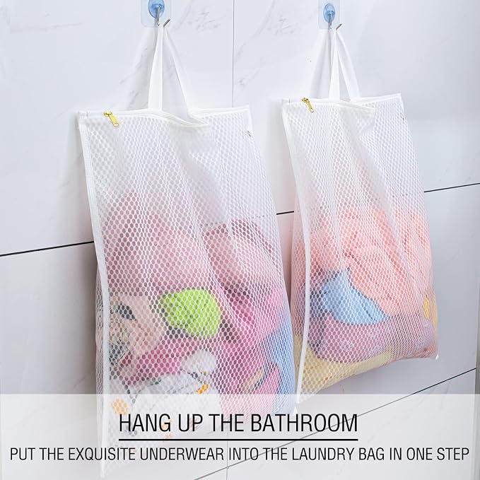 Tenrai Laundry Bag Mesh Wash Bag，Use YKK Zipper，Tote Bag Bathroom Hanging, Bra Fine Mesh Wash Bag for Underwear 3 Bags（3L Cellular Mesh）